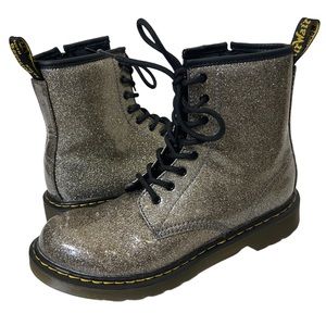 Dr. Martens Glitter Combat Boots - Silver